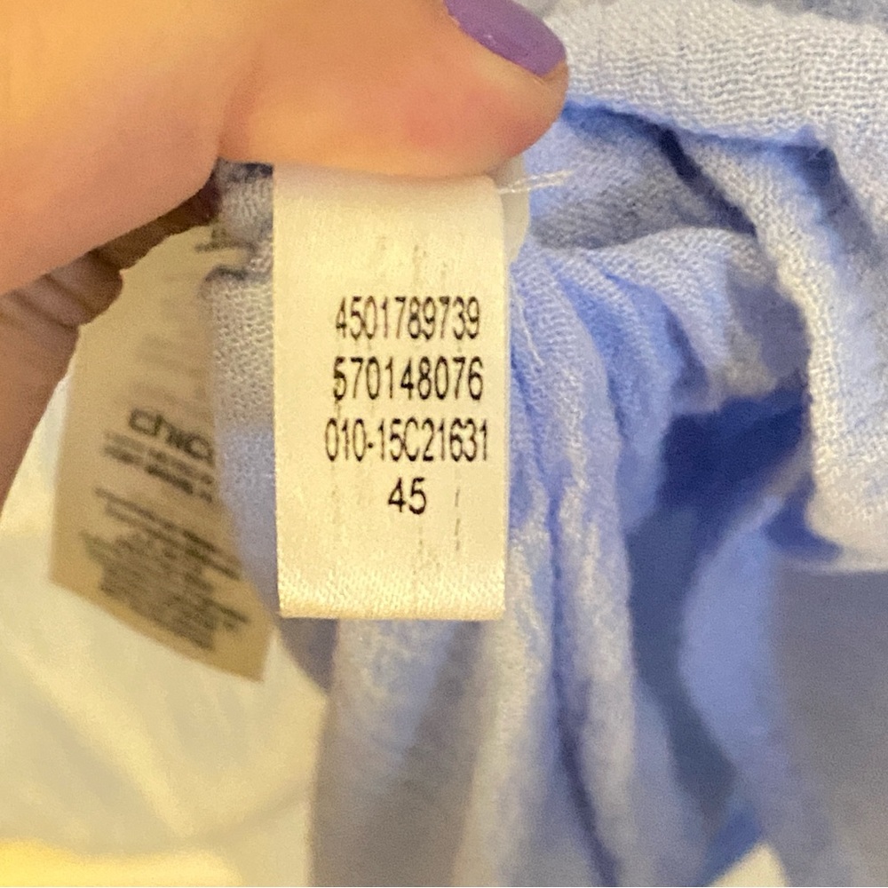 Chico’s baby blue crochet blouse, size 1. - Picture 8 of 8